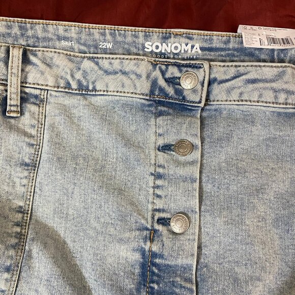 Sonoma Button Fly Midi Denim Jean Skirt 22W - Picture 8 of 11